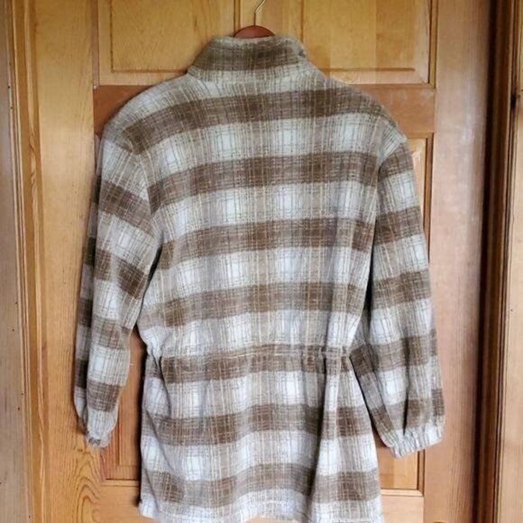 Jaclyn Smith Cinched Soft Brown Plaid Fully Zippered Fleece Sz. S?(2X) Jacket - Picture 10 of 11